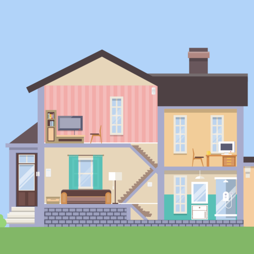 A 2D illustration of a home.