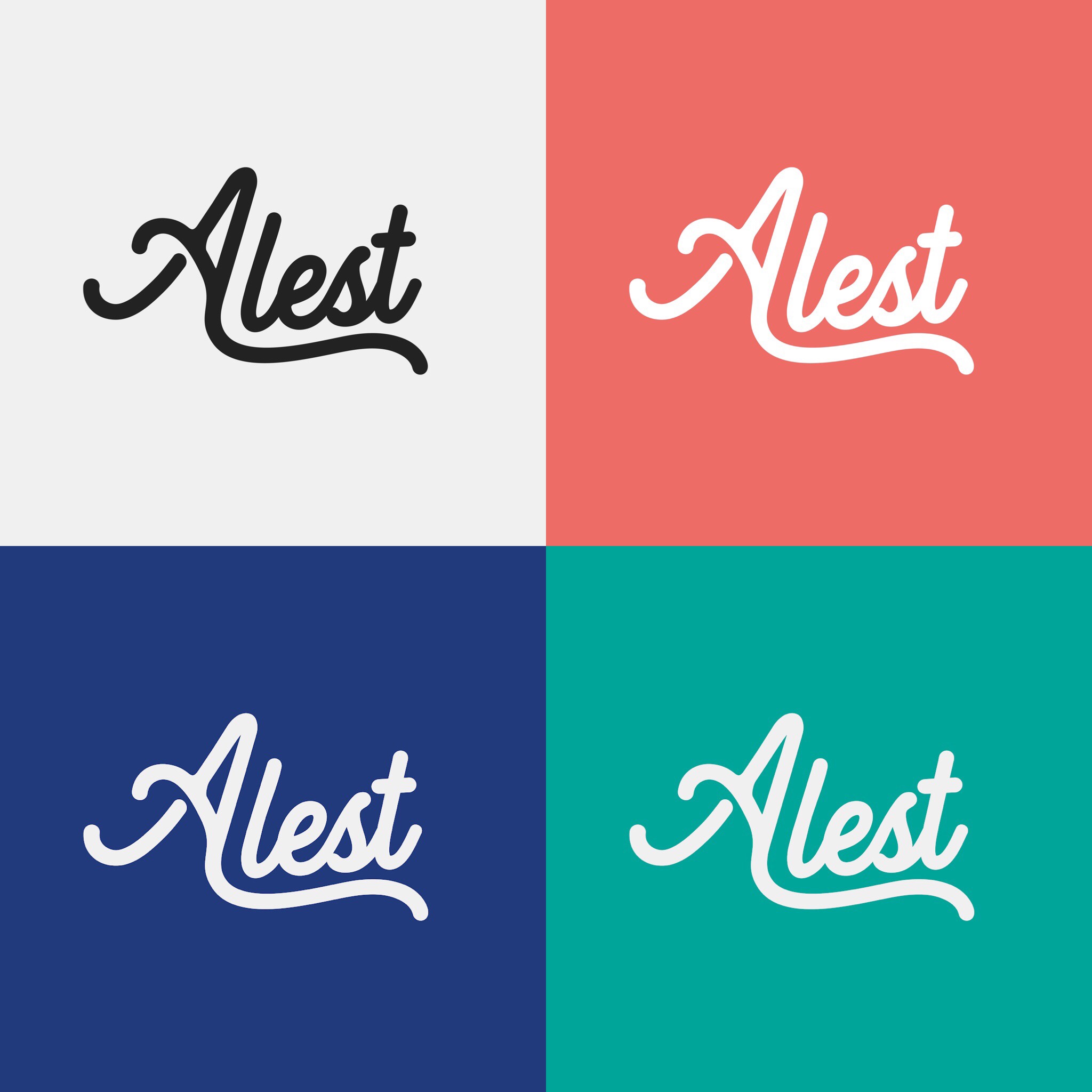 Alest Accountants logo in four different colour schemes