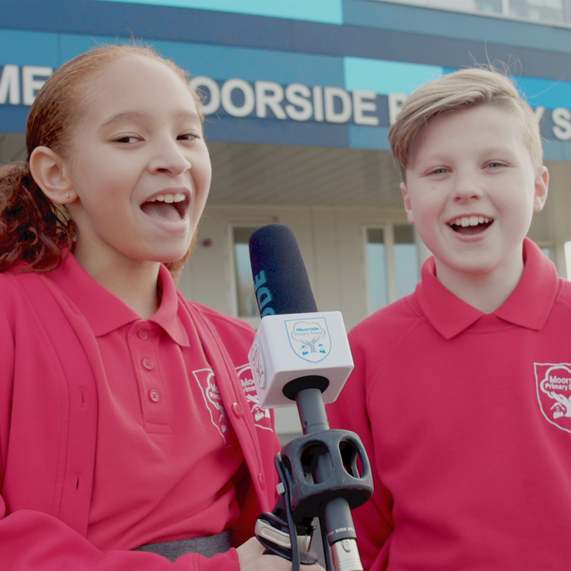 Two children at Moorside Primary School, Salford.