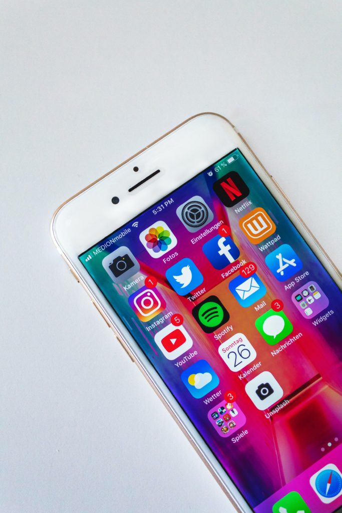 Apps on a mobile phone home screen