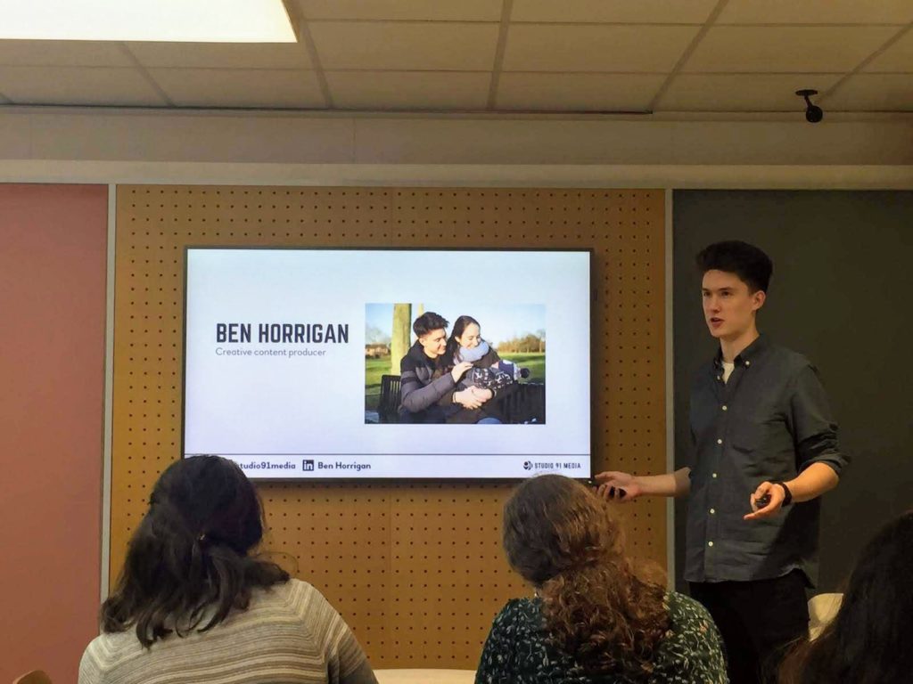 Ben Horrigan delivers video production training at the Google Digital Garage