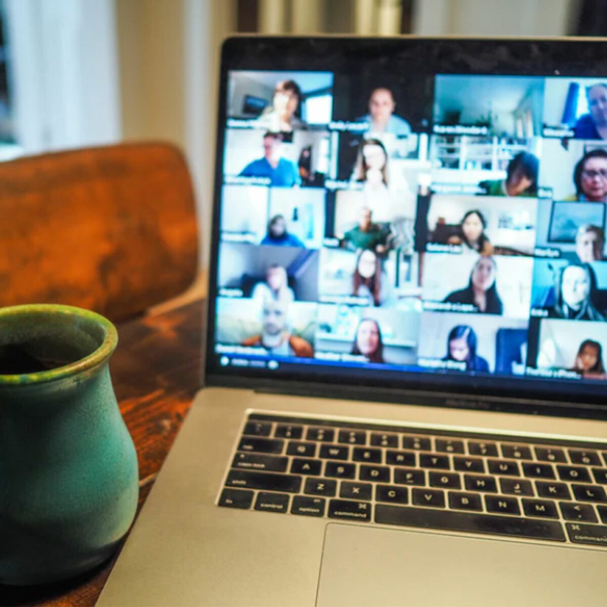 Laptop and coffee mug.