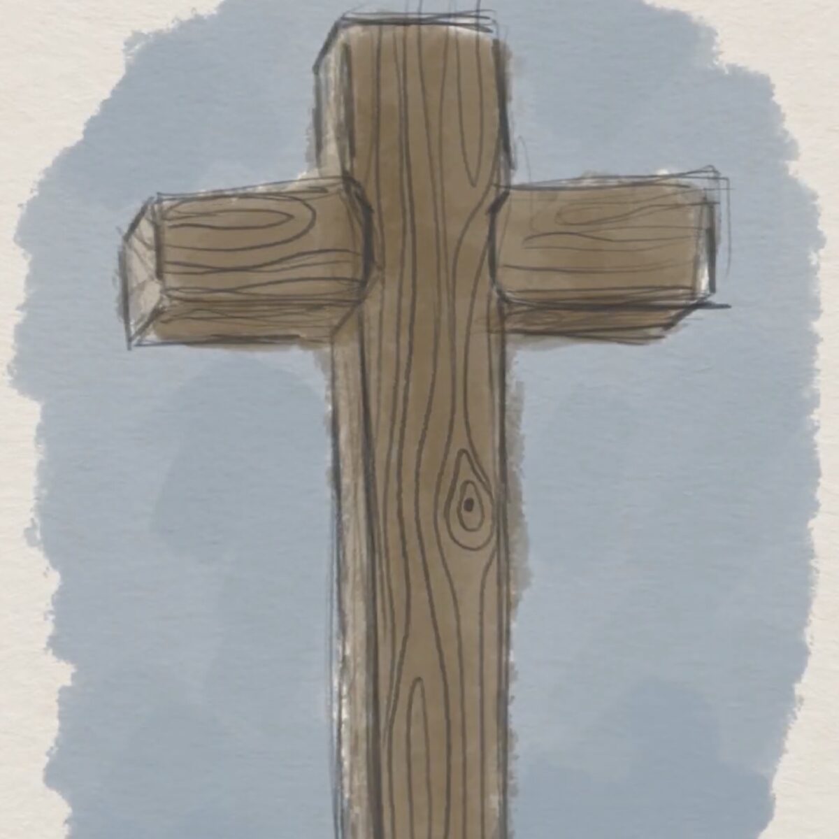 Illustrated wooden cross