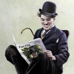 Charlie Chaplin reading Film Fun magazine